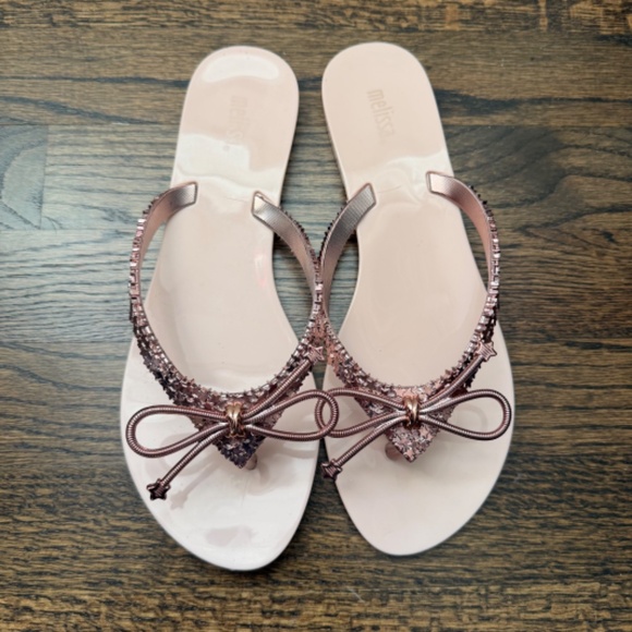 Melissa Harmonic Elements Flip Flop Sandals - Rose Gold (8) - Picture 1 of 5